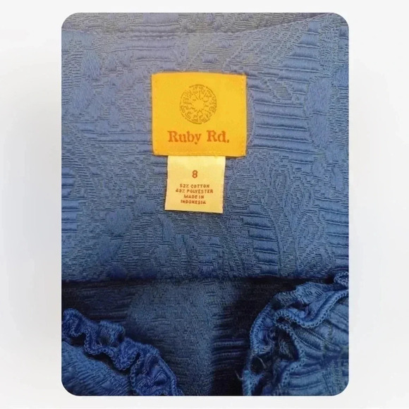 Ruby Rd. Blue Textured Ruffles Zip Up jacket Size 8 - Picture 11 of 11